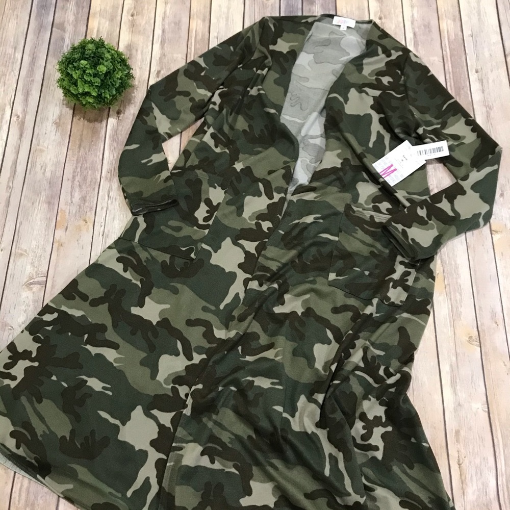 Lularoe NWT Green Camouflage Sarah Cardigan Medium